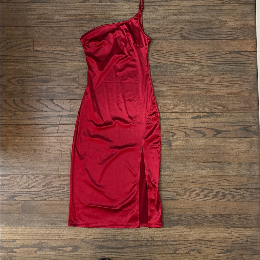 ROMWE One Shoulder Burgundy Dress